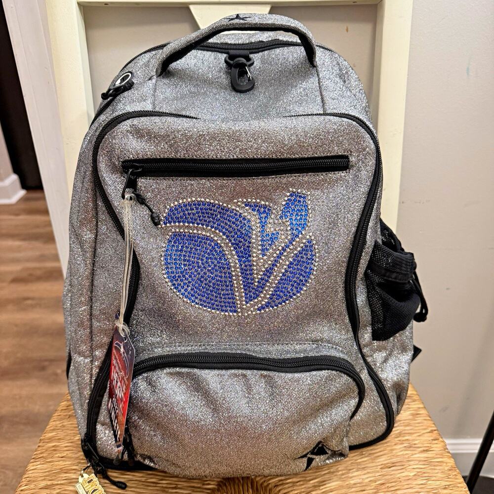 Rebel Athletic Silver Rhinestone Logo Large Backpack w/ Pockets Back To School